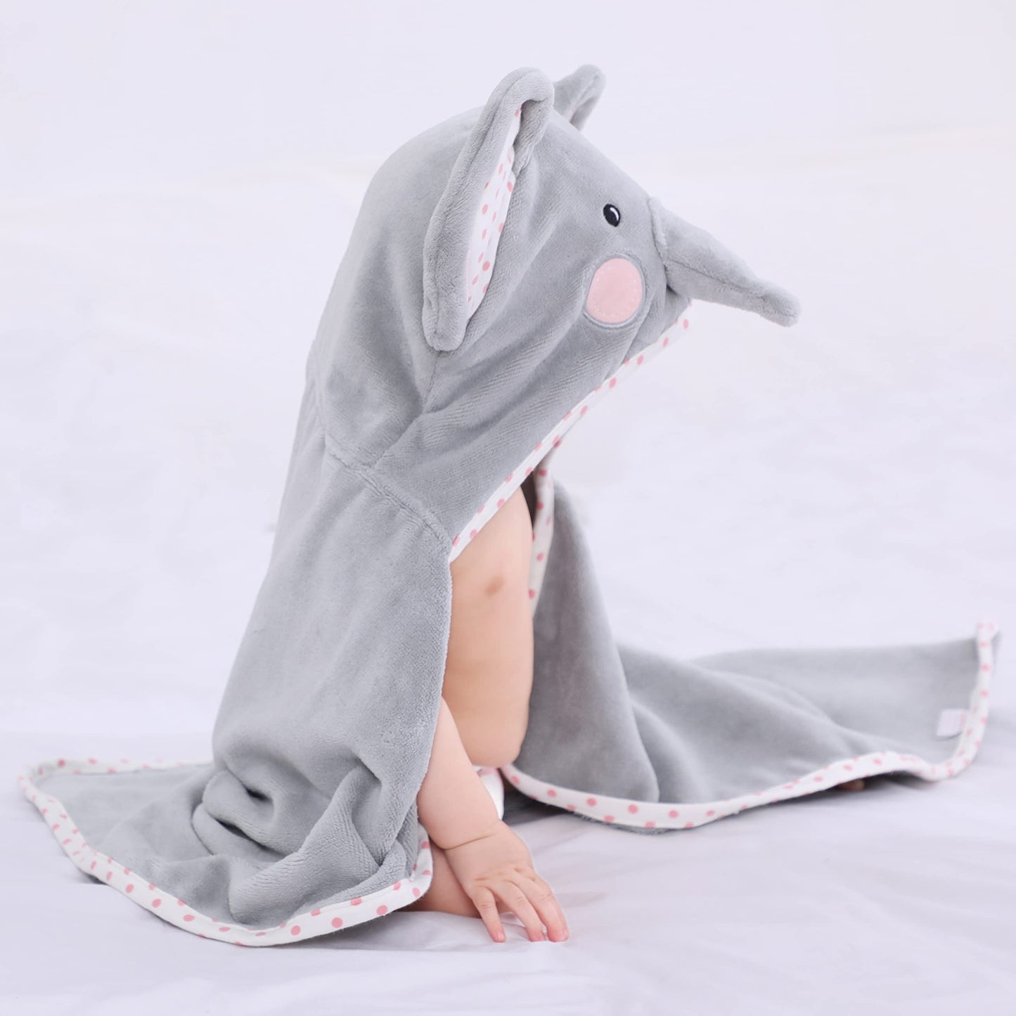 Tbezy Baby Hooded Towel With Unique Animal Design Ultra Soft Thick Cotton Bath Towel For Newborn (Hippo)