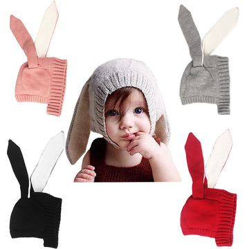 Beanies For Toddler Girls, Winter Unisex Baby Toddler Knitted Hat Long Rabbit Ear Style Cute Cap Pink(Plus Cashmere)