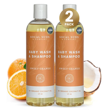 Socal Suds & Company Baby Shampoo & Body Wash, 2-In-1 Organic Gel-Gentle Castile Soap With Vitamin-Infused Oils & Botanicals - N
