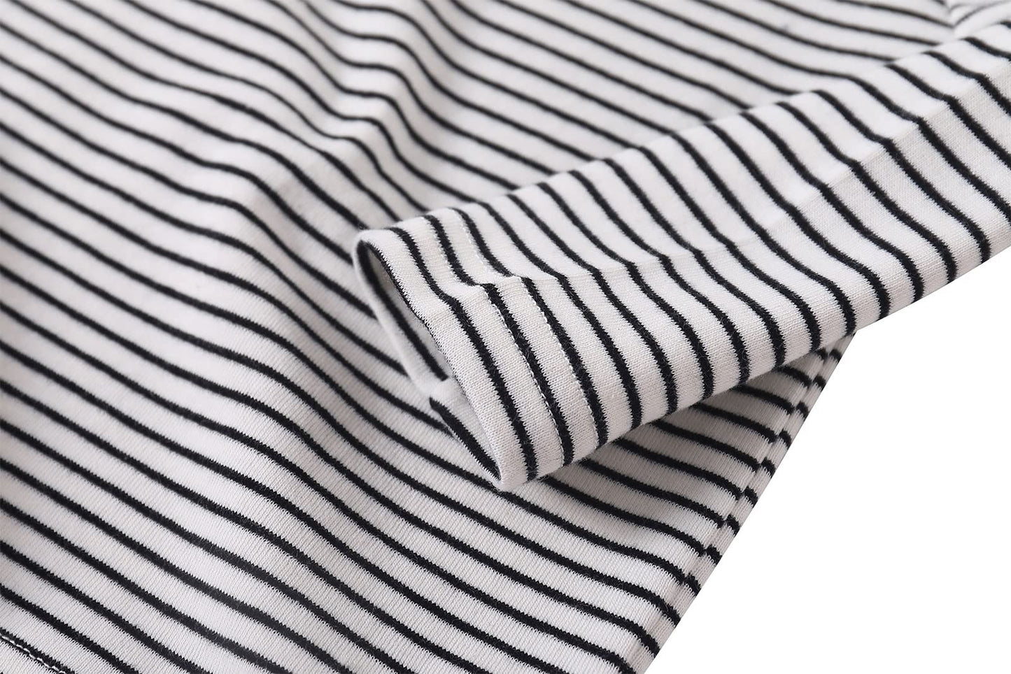 Baby Girls Boys Long Sleeve Tee Shirts Little Kids Cotton Striped Crew Neck Tops (White,6M)