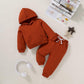 Happy Town Toddler Fall Outfits For Girl Boy Long Sleeve Hoodie Top And Long Sweatpants Set Toddler Sweatsuit (Solid Color-Brown