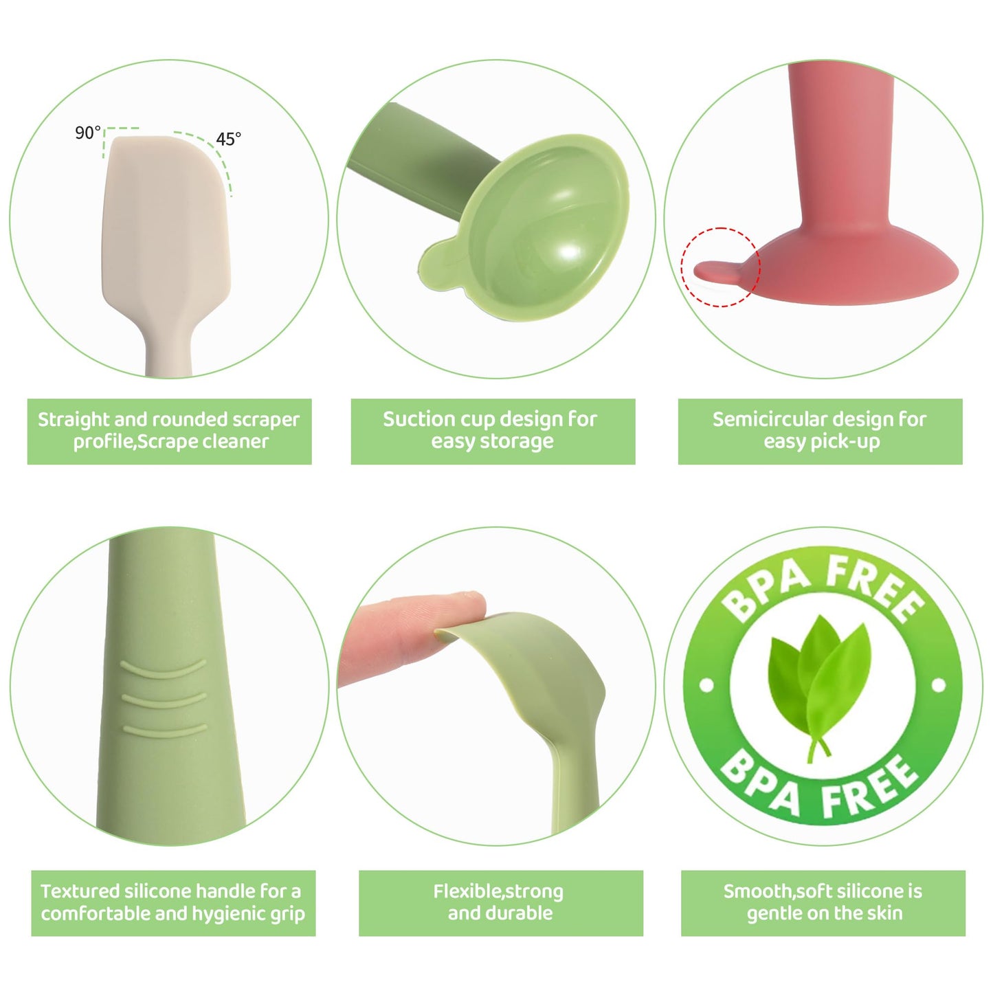 Maikkb Baby Diaper Cream Spatula 3 Pack Diaper Spatula Soft Silicone Diaper Cream Applicator Baby Butt Paste Spatula Brush With