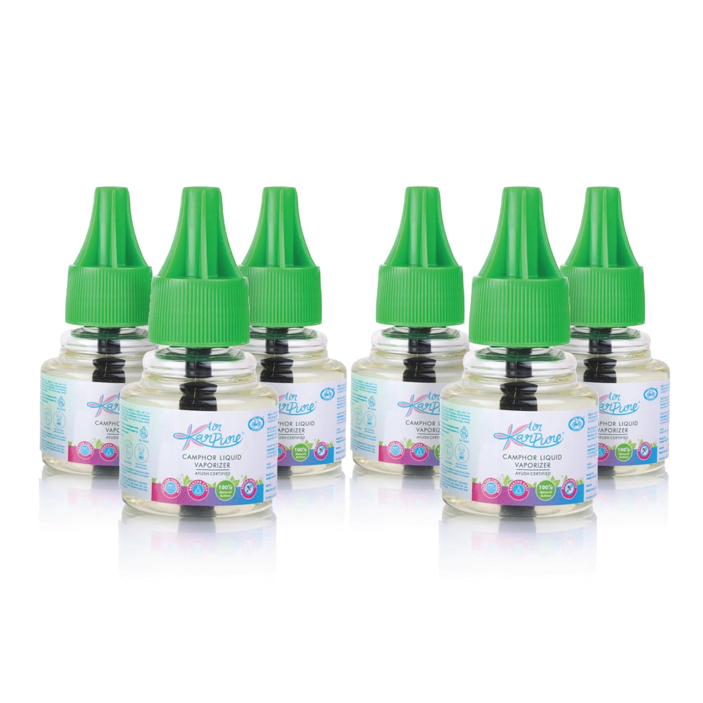 Cycle Pure Karpure Camphor Vaporizer Refill Pack Of 6, 45Mlx4 | Original Kapoor Fragrance | Ayush Certified | Baby & Skin Safe, 