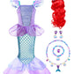 Ruuyiicoco Princess Mermaid Costume For Girls Party Dress Up With Wig Crown Jewelry (7-8 Years, Purple)