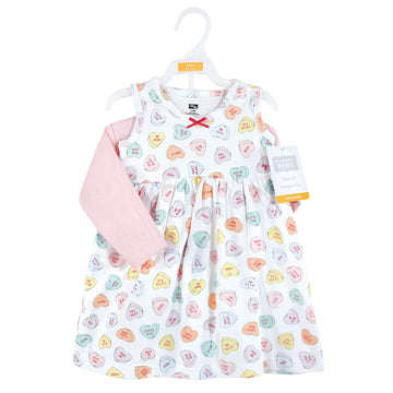 Hudson Baby Baby Girls Cotton And Cardigan Set Casual Dress, Be Mine Valentine, 4-5T Us