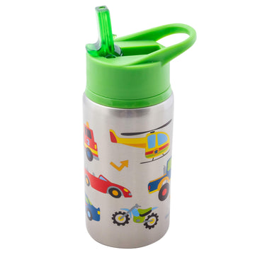 Stephen Joseph Stainless Steel Water Bottles, 18 Oz, Straw Lid, Reusable Tumbler, Insulated, Transportation