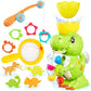 EKUEASYKU Dinosaur Bath Toys for Kids Ages 1-3 2-4 4-8 Toddler Bath Toys Whirling Waterfall Water Toys Fishing Games Bathtub Bat