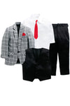 Jeetethnics Boys Grey Checked Coat Suit Set With Waistcoat Shirt And Trousers (9057Ahh)