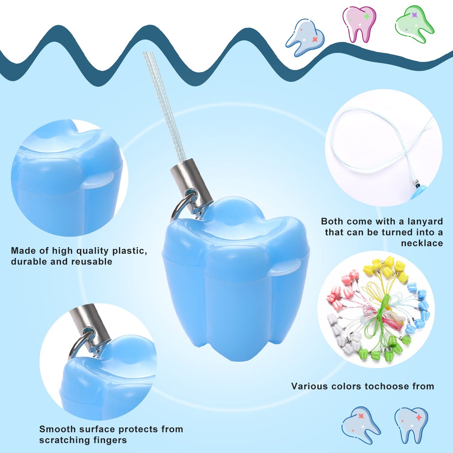 30 Pcs Lost Teeth Saver Necklace Baby Milk Tooth Storage Box Tooth Necklace For Lost Teeth Organizer Baby Teeth Saver Box Tooth