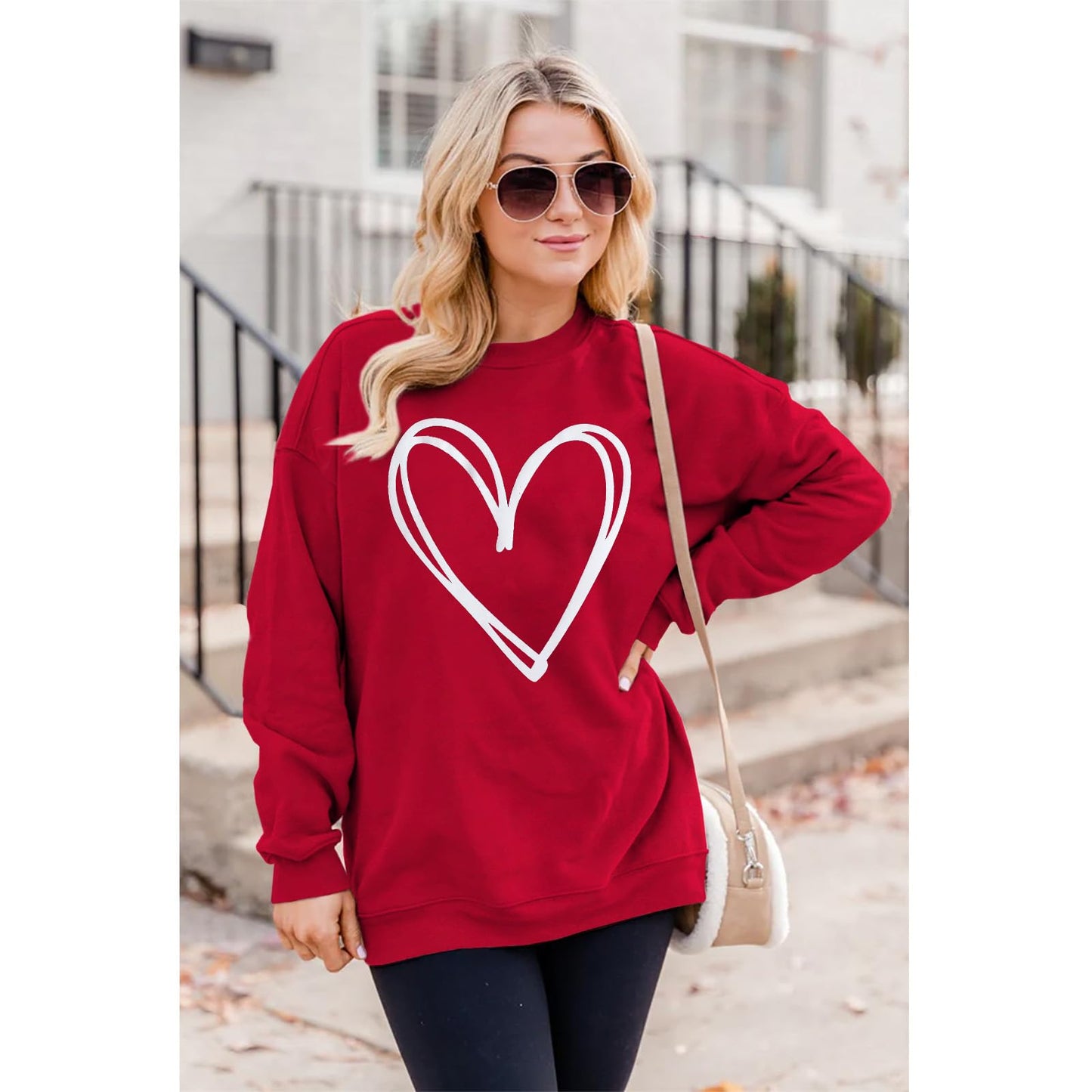 Mommy And Me Valentine'S Day Sweatshirt Love Heart Graphic Family Matching Pullover Casual Long Sleeve Shirt Tops (Mom-Red, Smal
