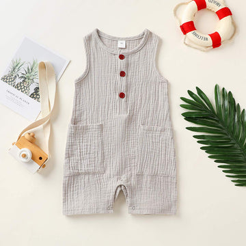 Arleysh Newborn Infant Unisex Baby Boy Girl Button Solid Romper Bodysuit One Piece Jumpsuit Outfits Clothes (Grey, 18-24 Months)