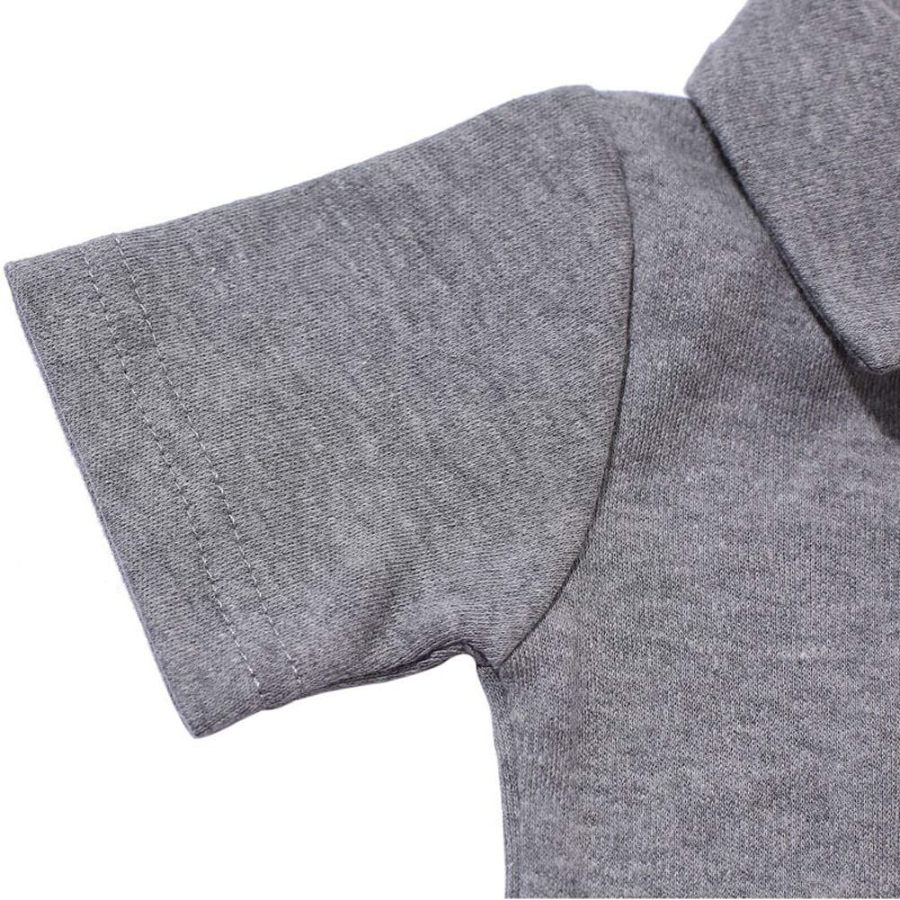 Teach Leanbh Baby Boys Pure Color Cotton Short Long Sleeve Polo Bodysuit 3-24 Months (Grey, 18 Months)