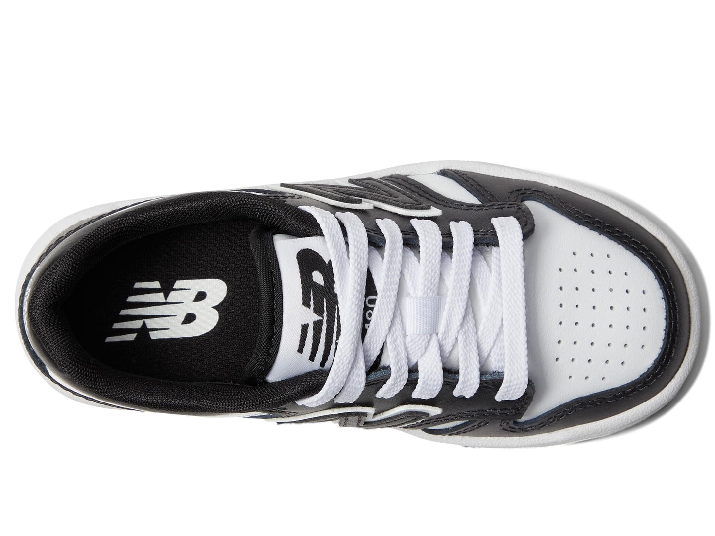 New Balance Baby 480 V1 Lace-Up Sneaker, Black/White, 2 Wide Us Unisex Infant