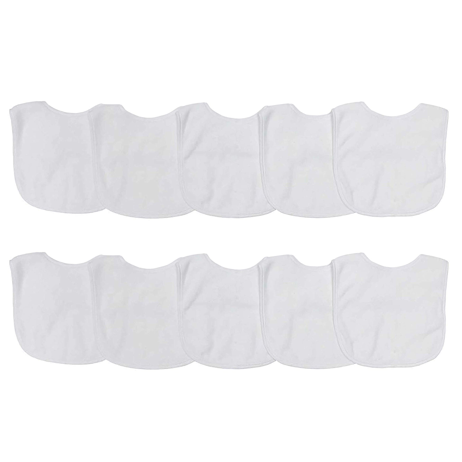 Neat Solutions 2-Ply Knit Terry Solid Color Feeder Bibs In White - 10 Count(Pack Of 1)
