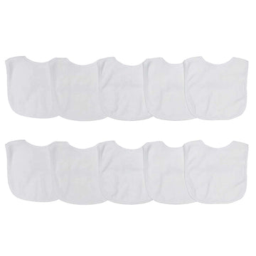 Neat Solutions 2-Ply Knit Terry Solid Color Feeder Bibs In White - 10 Count(Pack Of 1)
