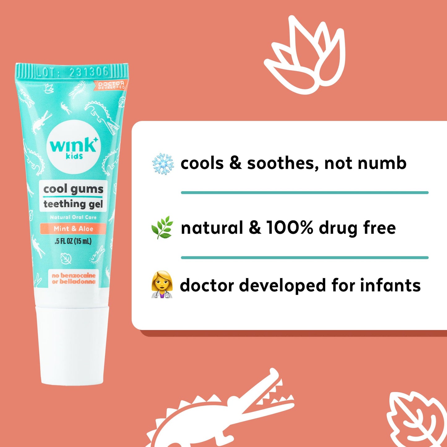 Wink Well Baby Teething Relief For Infants And Kids, Cooling, Soothing Natural Gel For Sore Gums And Other Teething Discomfort,