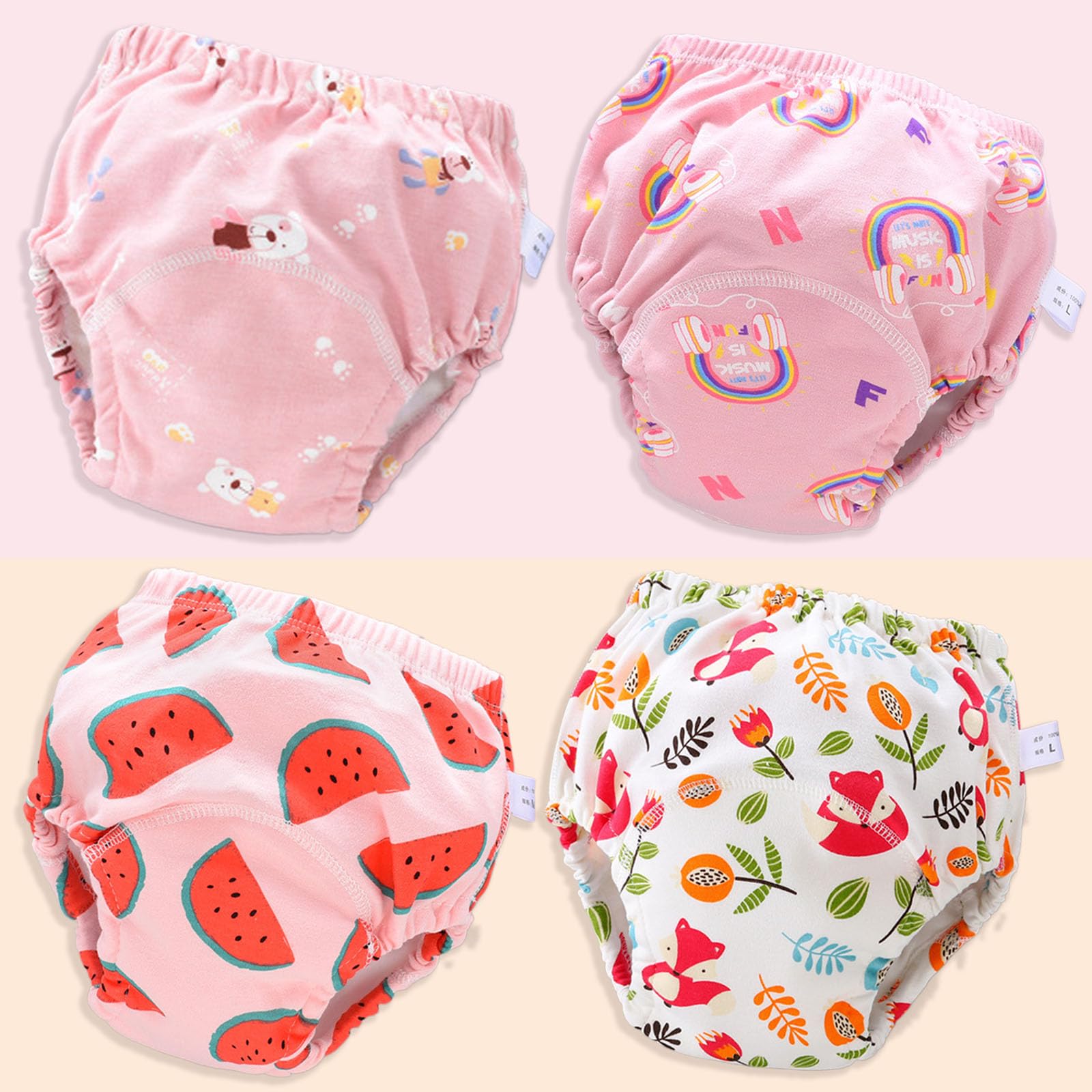 Upairy Training Underwear For Girls & Boys, Potty Training Pants, Toddler Underwear (4Pcs A, Large)