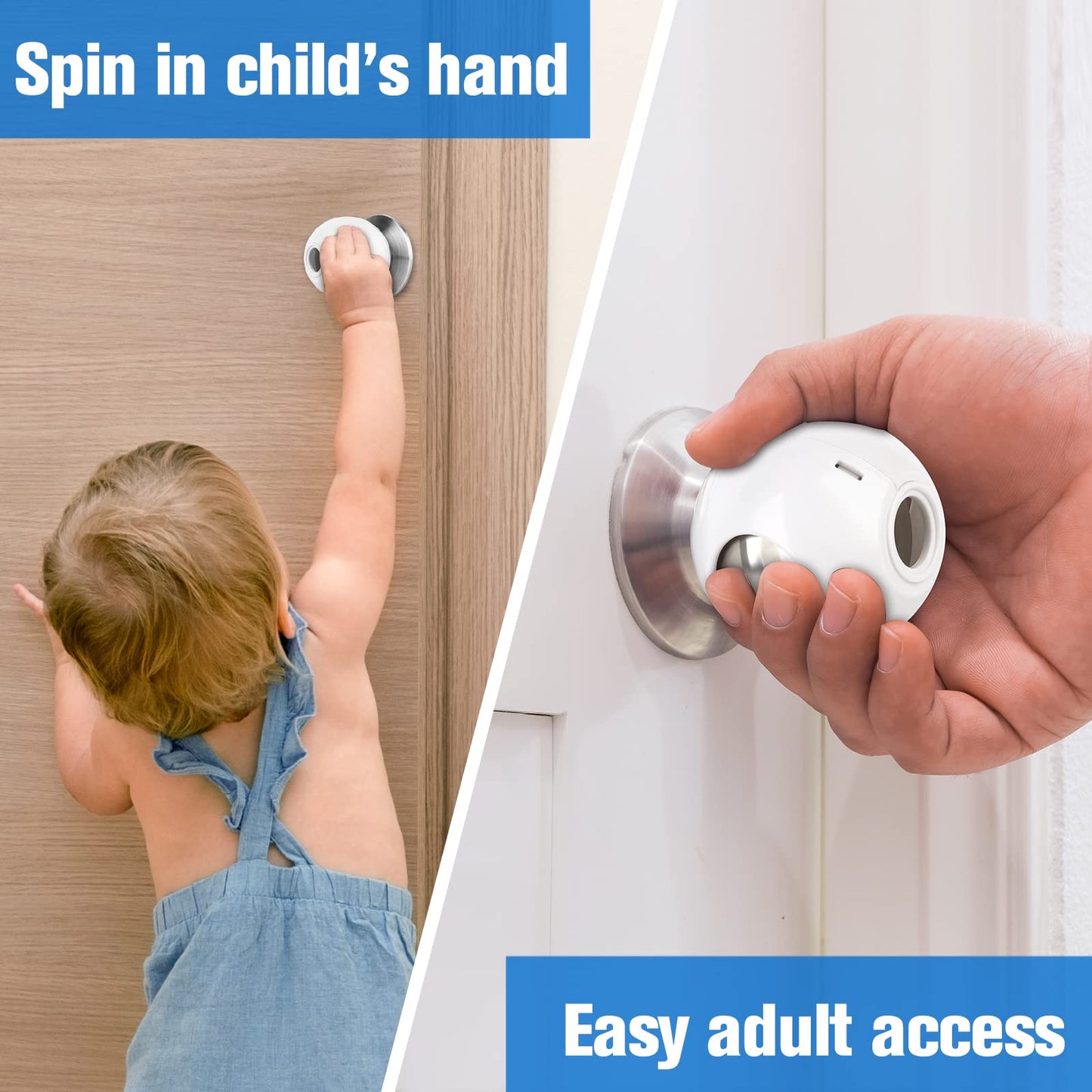 Door Knob Child Proof Universal Size 2.7' Diameter Baby Door Knob Safety Cover For Kids Easy Grip Baby Proof Door Knob Covers H