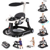 BABY JOY 7-in-1 Baby Walker, Foldable Baby Walker and Bouncer Combo with Handle, Adjustable Height & Speed, Music, Lights, Rocke