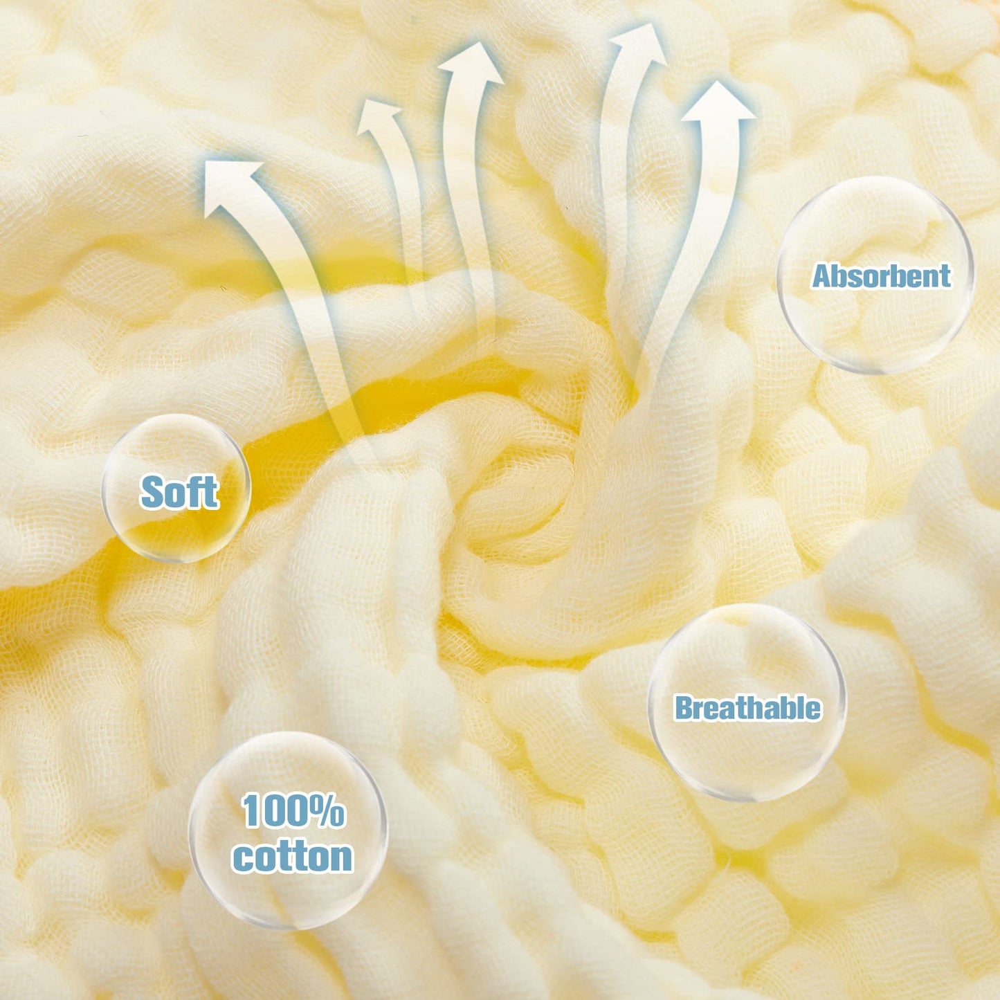 Tudomro 20 Pack Muslin Burp Cloths 20 X 10 Inch Absorbent Baby Burping Cloth 6 Layers Baby Rags Face Towels, 5 Colors