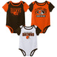 Outerstuff Nfl Newborn Baby And Infant Short Sleeve Bodysuit Variety 3-Pack - Cleveland Browns, 18M