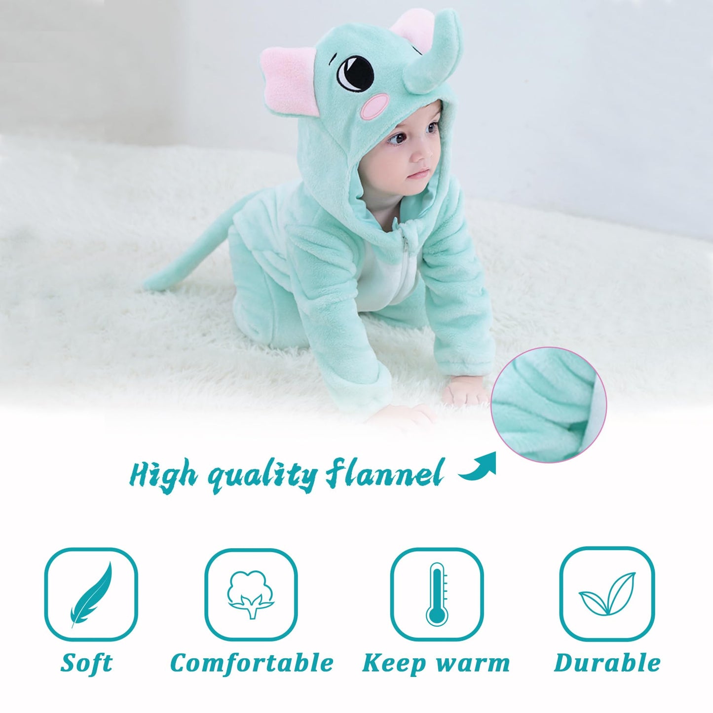 Tonwhar Kids' And Toddlers' Infant Tiger Dinosaur Animal Fancy Dress Costume Outfit Hooded Romper Jumpsuit (3-6 Months/Height:24
