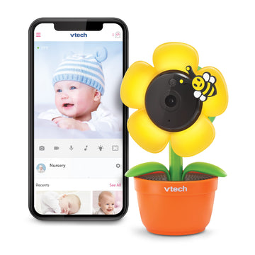 Vtech Rm9751 Yellow Daisy Smart Wi-Fi Baby Camera, Ios & Android Enabled, 1080P Full Hd, Privacy Mode Cover, Night Light, Soothi