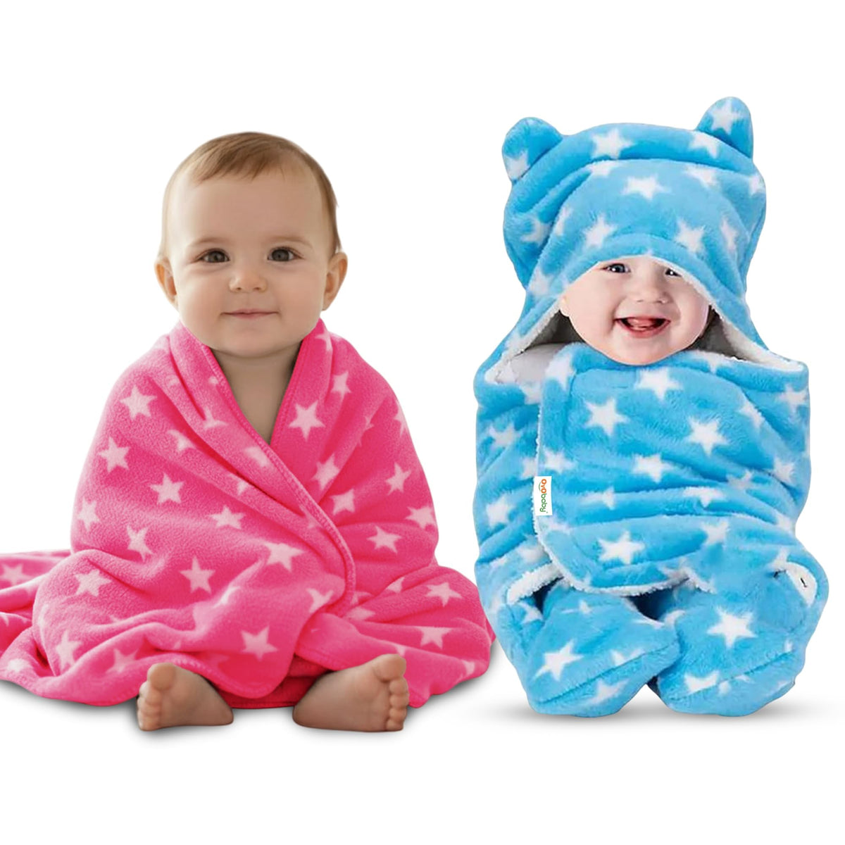 Oyo Baby Baby Blankets Combo | For New Born Babies Baby Boys, Baby Girls, Babies For 06 Months, Fleece, Skin Friendly, 2 Blanke