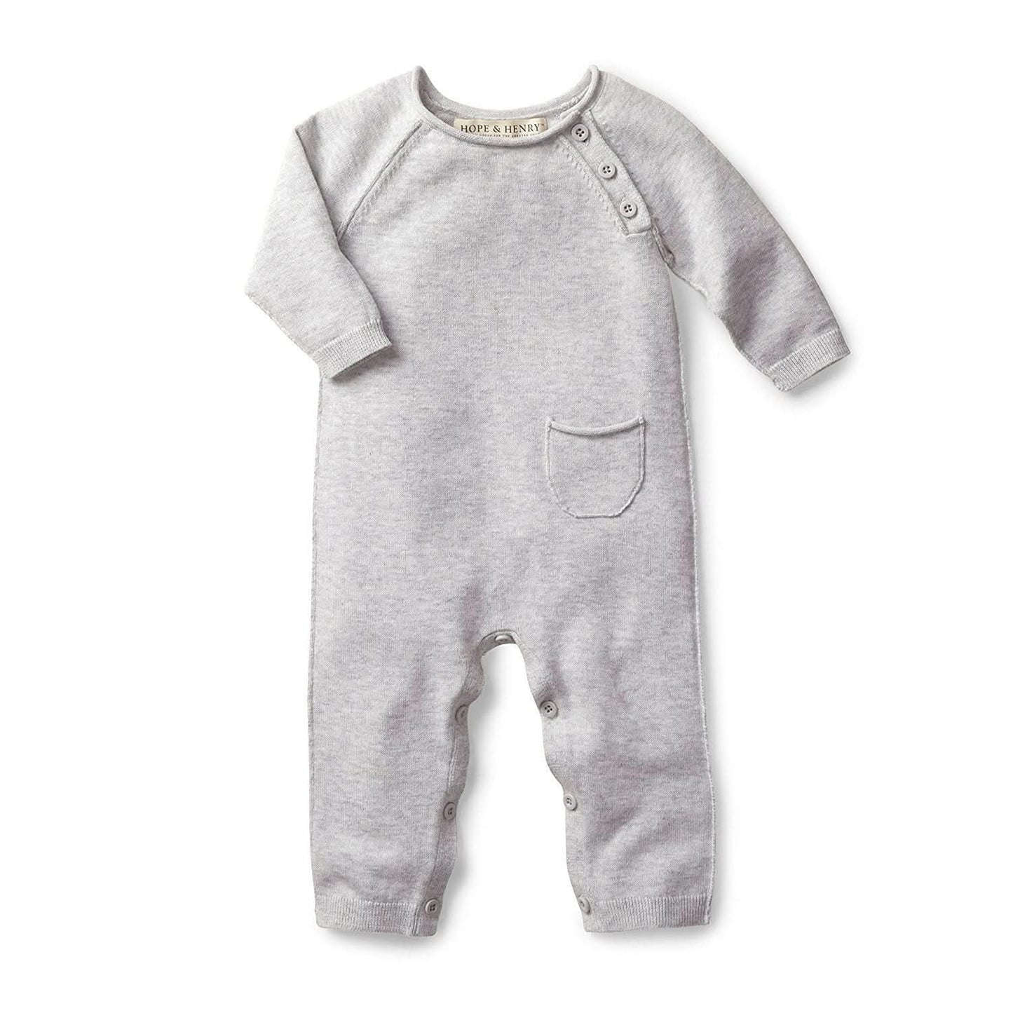 Hope & Henry Baby Raglan Sweater Romper Light Heather Grey