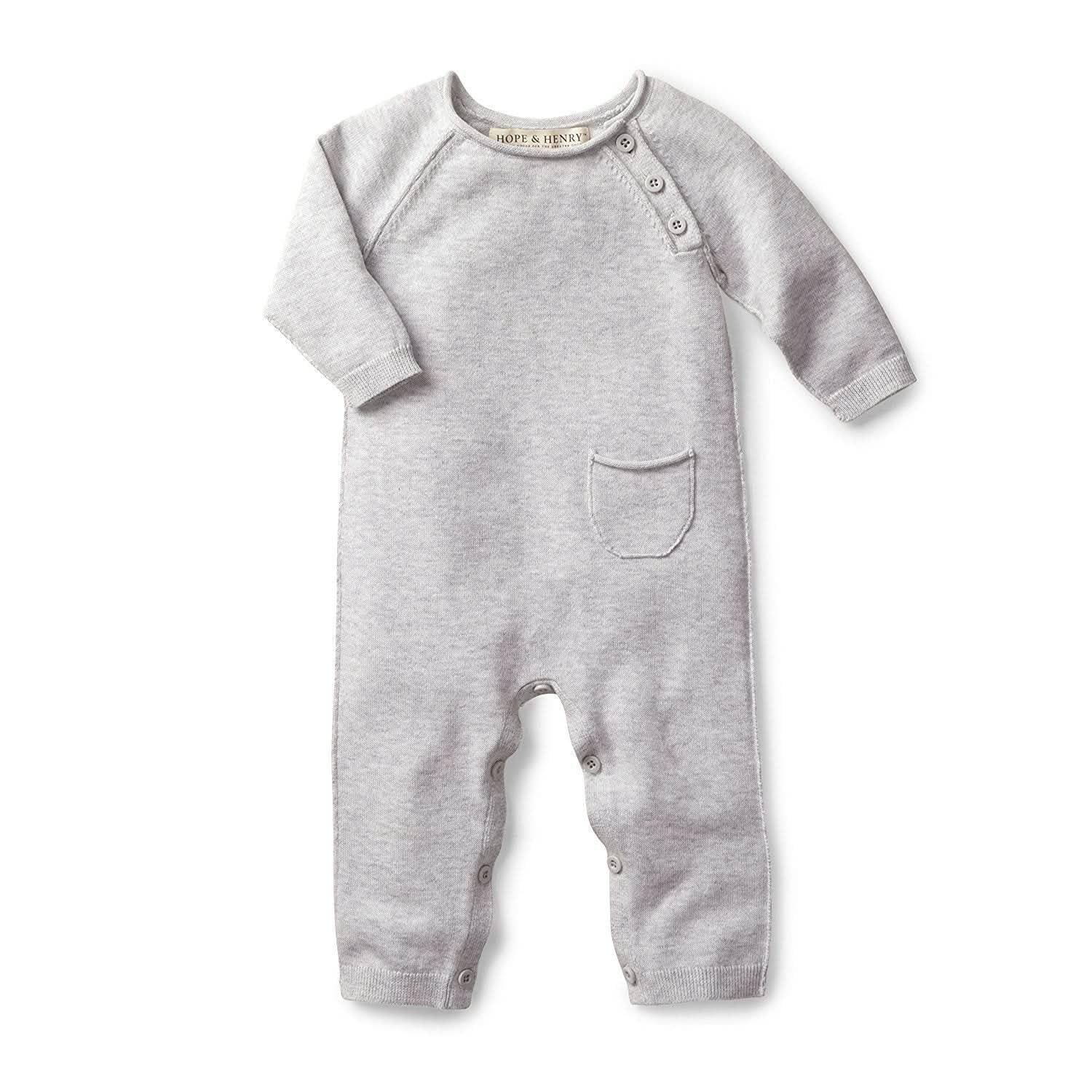 Hope & Henry Baby Raglan Sweater Romper Light Heather Grey