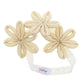 Baby Girl Headband With Three Lurex Tube Flowers- Ivory