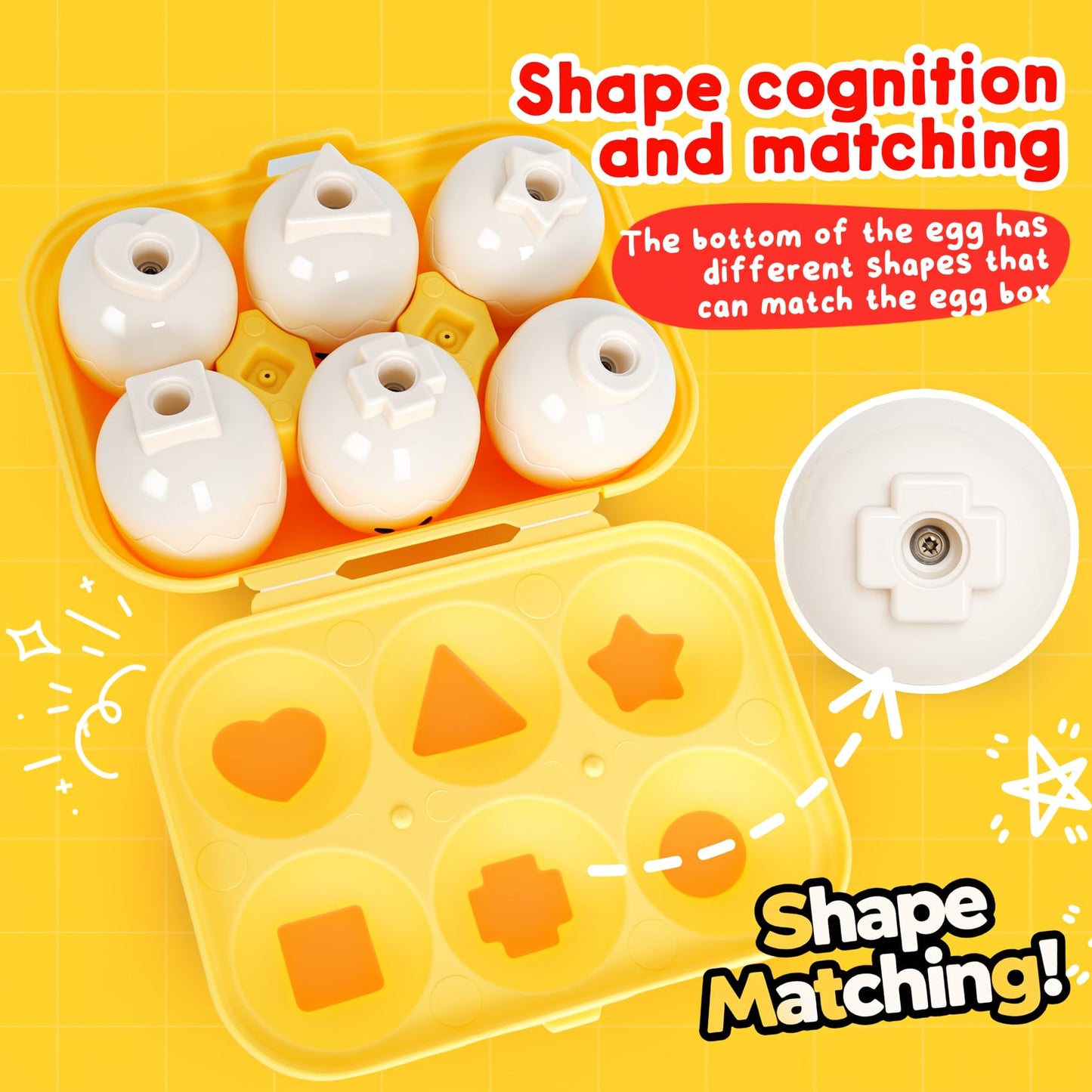 NAODONGLI Easter Eggs,Montessori Fun Geometric Egg Toys for Toddlers 1-3,Early Learning Educational Fine Motor Shape Sorter Matc