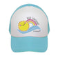 JP DOoDLES Hello Sunshine Kids Trucker Hat. Baseball Mesh Back Cap fits Baby, Toddler and Youth (Teal, Kiddo 2-5 YRS)