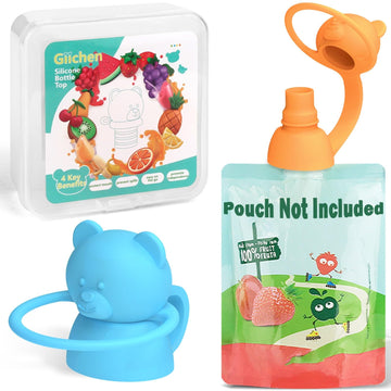 Giichen Soft Sip Food Pouch Topper - Food Grade Silicone Pouch Tops For Baby Prevent Spills, Led Weaning, Self Feeding, Protects