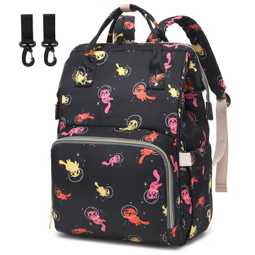 Yusudan Cat Diaper Bag Backpack for Baby Girls, Mom Waterproof Large Nappy Bags for Women