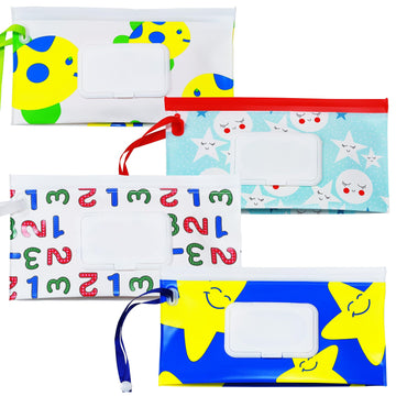 Farever Baby Wipe Dispenser, 4 Pack Portable Refillable Wipe Holder, Reusable Lightweight Wipes Holder Container For Travel Wet