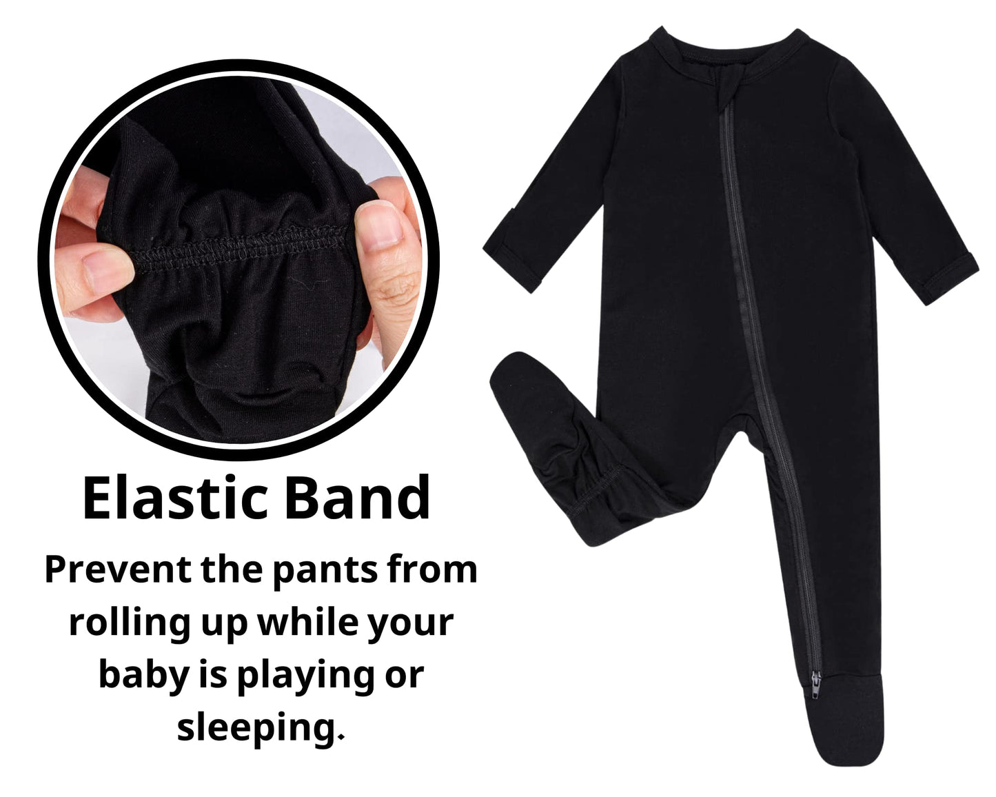 Guisby Rayon Footie Pajamas Baby,Soft Long Sleeve Black Long Sleeve For Girls Black 3-6 Months