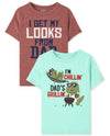 The Children'S Place Baby Toddler Boys Short Sleeve Graphic T-Shirt 2-Pack, I'M Chillin' Dad'S Grillin'/I Get My Looks From My D