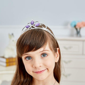 Vinjewelry Sofia Princess Tiara Amulet Costume Accessories Crystal Crown Silver Plated Birthday Gifts For Girls