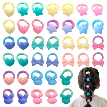 Toddler Hair Ties 40Pcs Stretchy Cute Tiny Hair Bands Soft Cotton Elastic Pony Tails Holder For Baby Littles Girls, 0.8Inch Dia