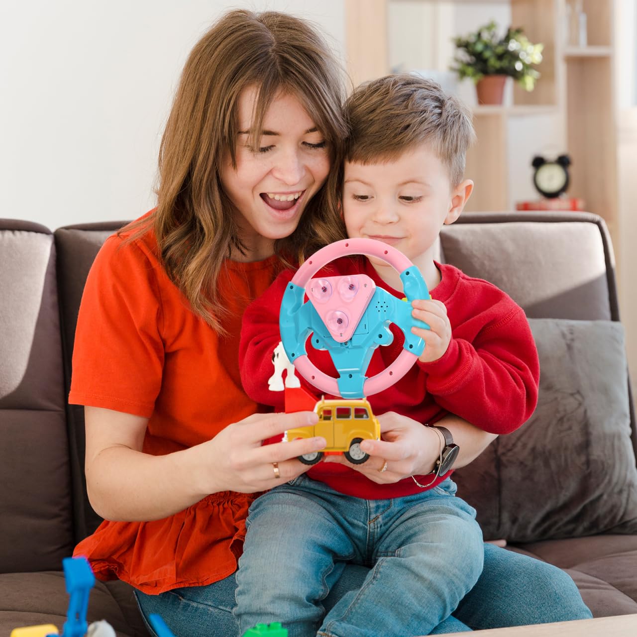 TOYANDONA Steering Wheel Toy Plastic Toy Steering Wheel for Kids Simulated Driving Controller with Light and Music Electric Soun