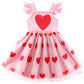 Girls Heart Dress Toddler Flutter Sleeve Heart Print Tutu Dresses Tulle Skirt Kids Valentines Day Outfit 5-6 Years