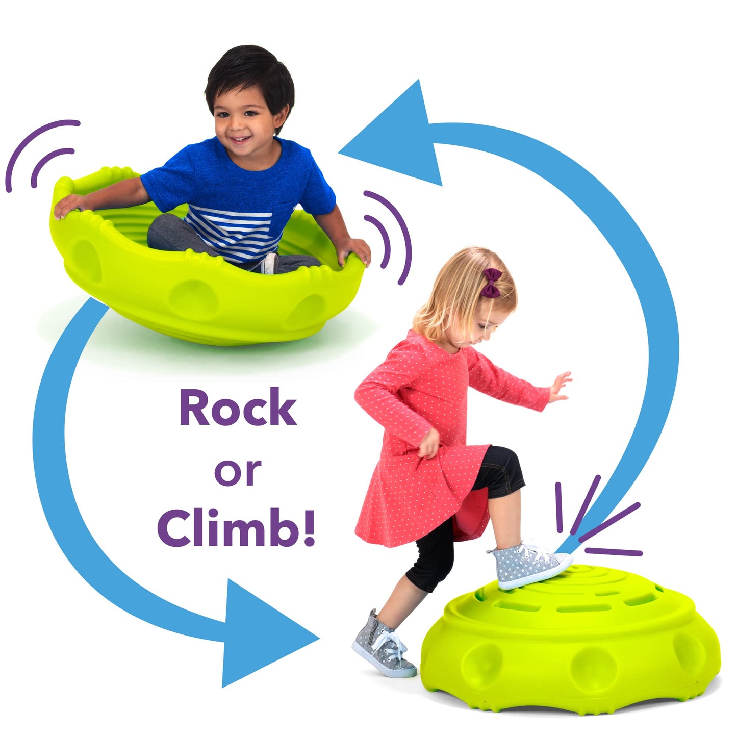 Simplay3 Two Sided Rock Around Wobble Disk And Climbing Dome For Toddlers And Kids - Rocking And Climbing - Indoor/Outdoor - Gre