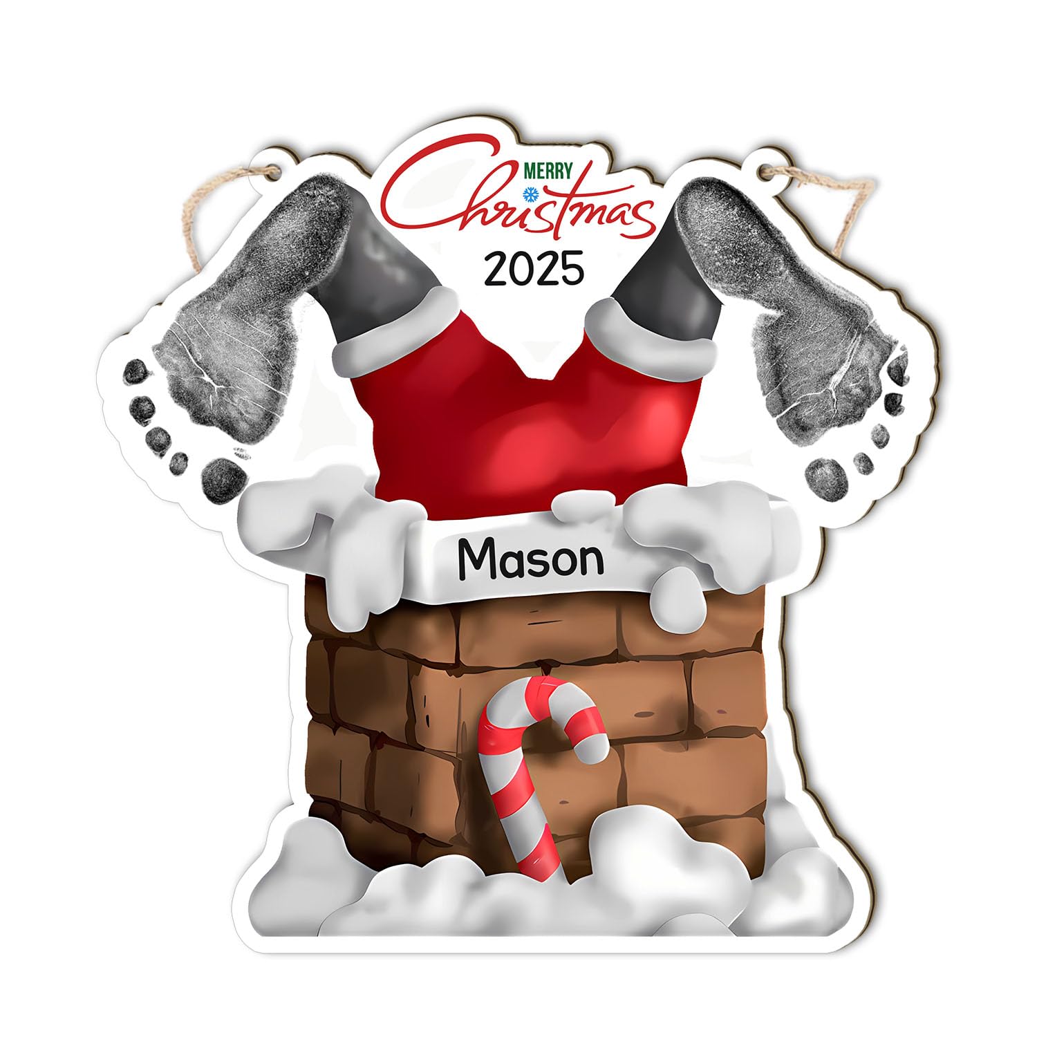 Babys First Christmas Mistletoe DIY Footprint Hanging Sign Christmas Gift 2024, Mistletoes Christmas Footprint Art Craft, Holid