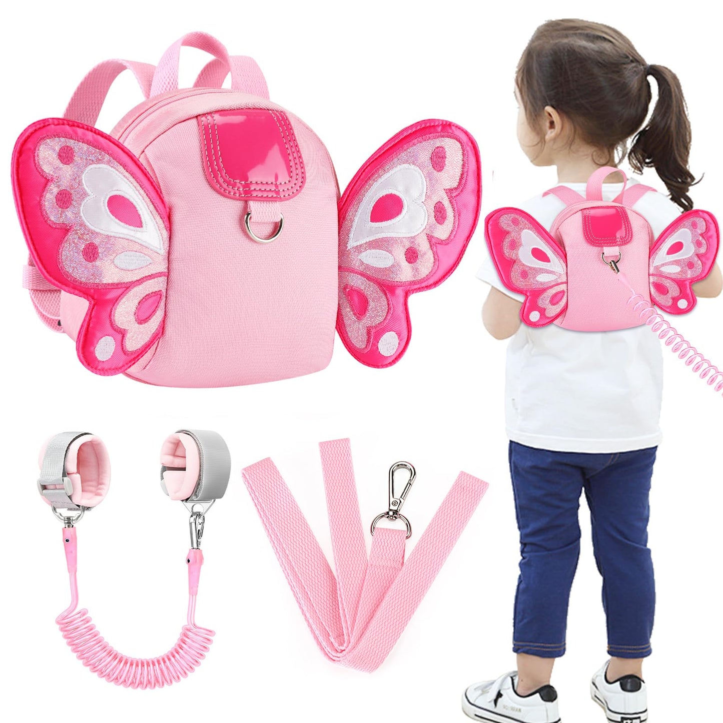Accmor Toddler Harness Backpack Leash, Cute Butterfly Kid Backpacks With Anti Lost Wrist Link, Mini Child Backpack Harness Leash