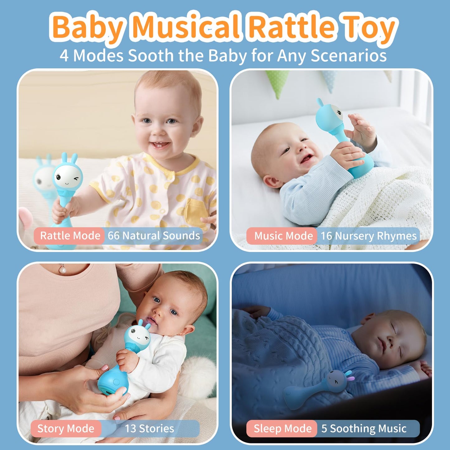 alilo Yoyo Talking Bunny Baby Singing Musical Rattle, Mimicking Toys Repeats What You Say, Preloaded 90+ Quality Audio Content,