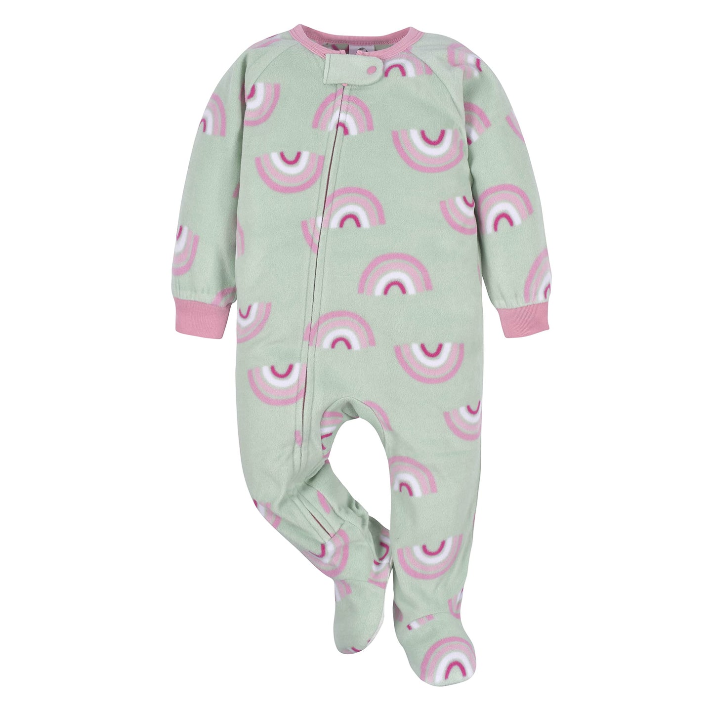 Gerber Baby Girls Toddler Loose Fit Flame Resistant Fleece Footed Pajamas 2-Pack Rainbow Green 4T