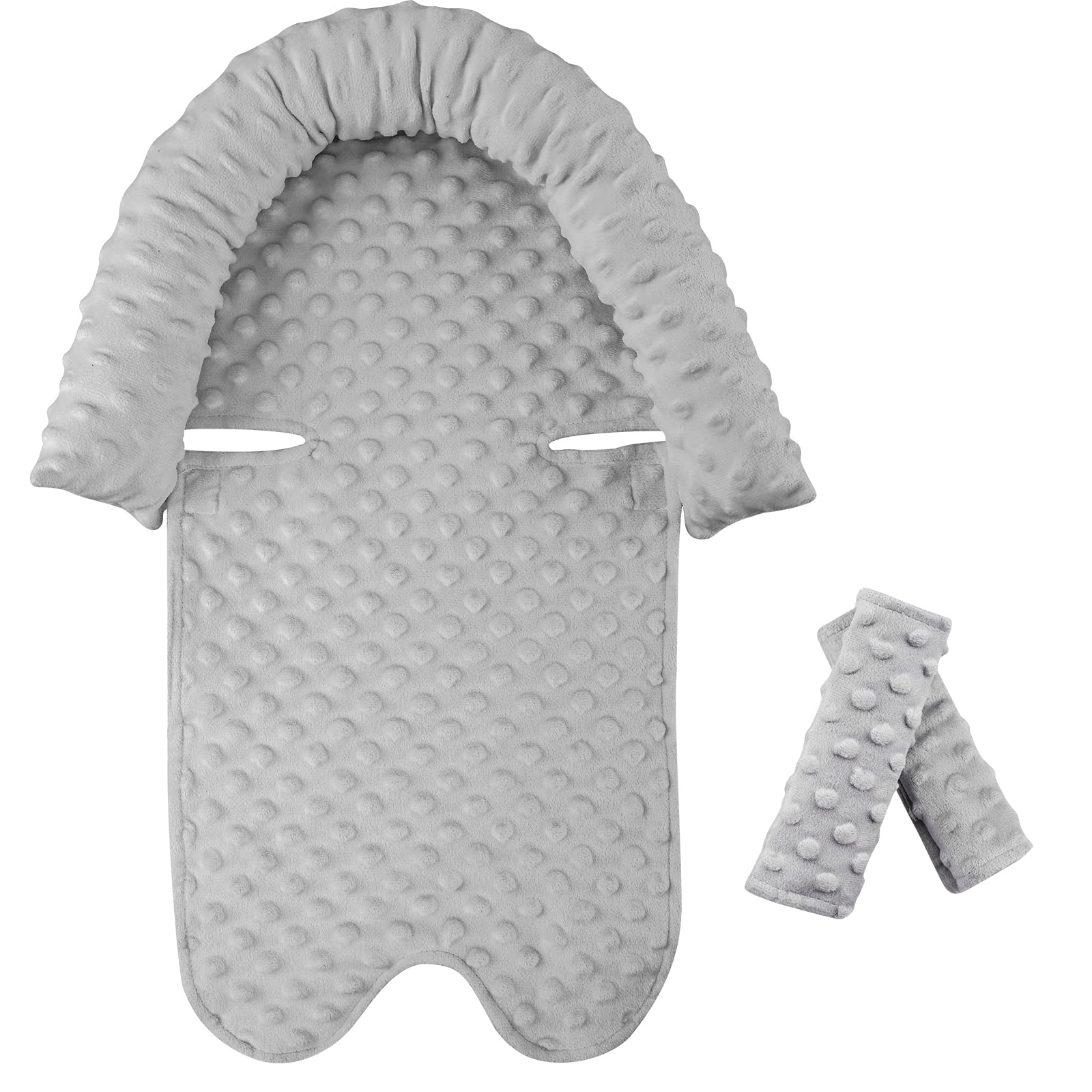 Pea Pod Car Seat Head Support Infant Baby Carseat Head Support & Strap Covers for Newborns Ultra Soft Minky Dotted Fabric Infant