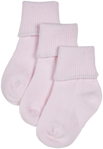 Jefferies Big Girls' 3 Pack Seamless Turn Cuff (Baby) - Pink - Newborn