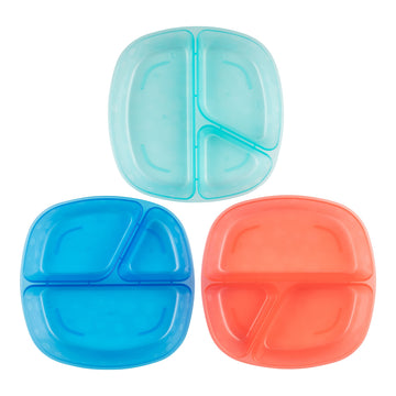 Dr. Browns Divided Plate for Baby and Toddler Feeding, Stackable Kids Dish Set, Dishwasher Safe 3 Pack, BPA Free, 4m+
